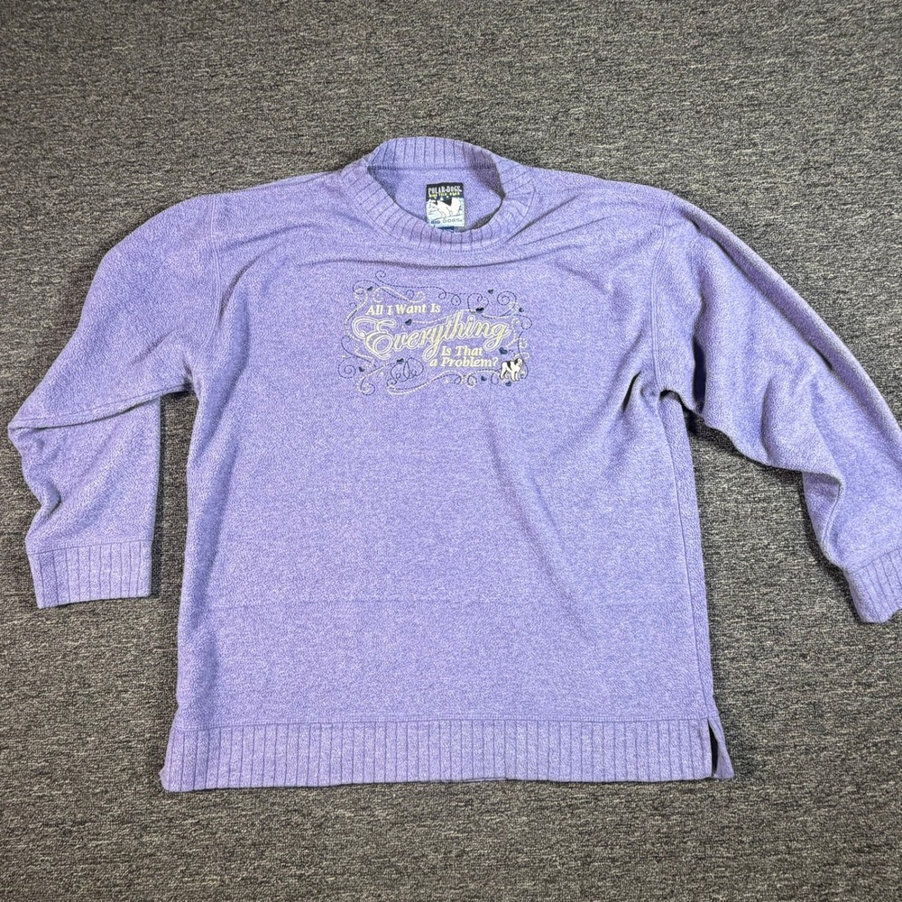 Vintage Big Dogs Polar-Dogs Purple Heathered Mock Neck Graphic Sweater Womens L